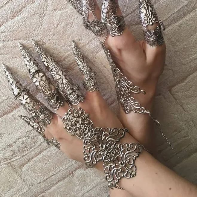 Gothic Hands Armors with Articulated Full Finger Claw Rings