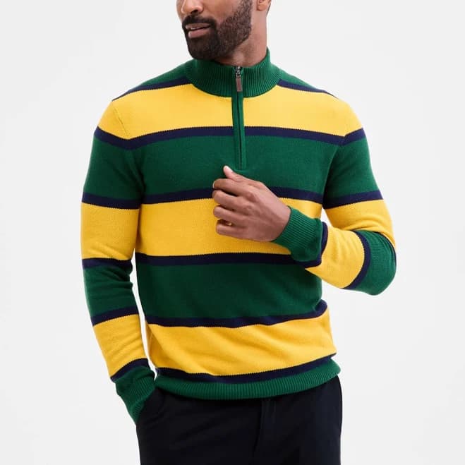 Club Room Men's Finley Stripe Quarter-Zip Sweater