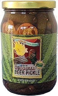 The Original Beer Pickle Gherkins - Super Hot and Spicy Dill Pickle Gherkins Packed With Fresh Garlic and Habanero - Made in Texas
