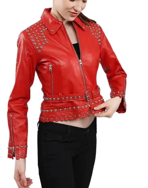 Aria Studded Leather Biker Jacket