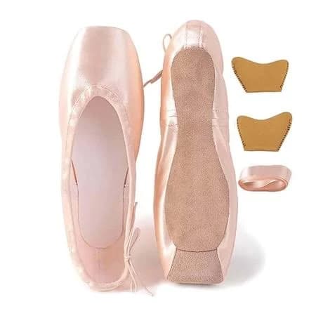 xaijciz Pink Satin Ballet Pointe Shoes Women Professional Satin Dance Toe Shoes with Ribbons and Toe Pads for Ballet Practice Performance XL, Women's