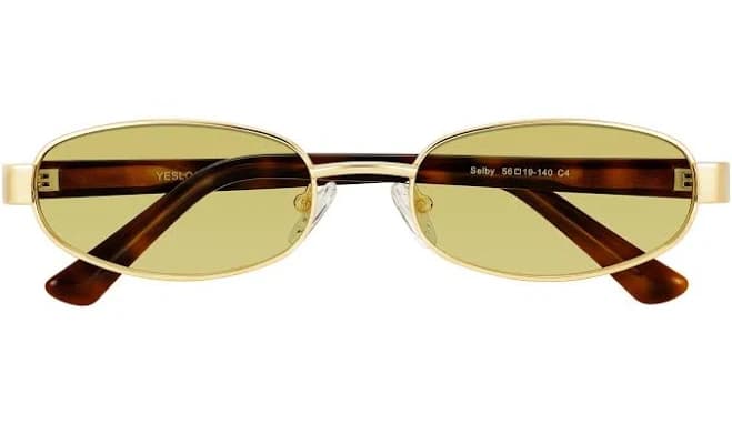 Designer Metal Oval Tinted Sunglasses Sunwear Lenses
