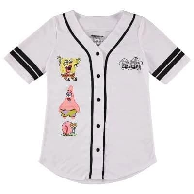 SpongeBob SquarePants Ladies Mesh Button Down Baseball Jersey