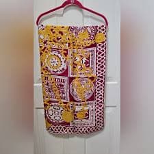 Celine 100% Silk Vibrant Red and Yellow Patterned Scarf