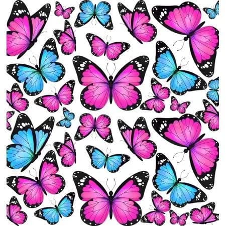 Realistic Pink & Blue Butterfly Pattern Edible Icing Image Cake Topper, by Tnct, Size: Half Sheet