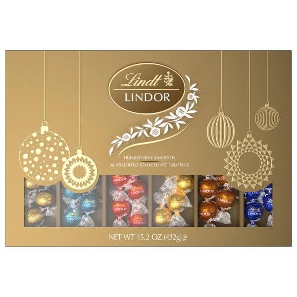 Lindt Lindor Holiday Deluxe Chocolate Candy Truffles Gift Box