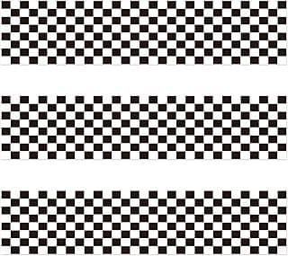 3pcs Edible Cake Borders, 28x6.2cm/11x2.44 Inch Black and White Checkered Birthday Cake Wrap Border Strips Pre-Cut Rice Image Paper Cakes Toppers Decorations for Racing Car Theme Birthday Party