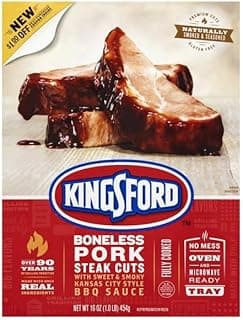 Kingsford, Pork Steak Cuts, With Sweet & Smoky Kansas City Style BBQ Sauce, Boneless, 16 Ounce