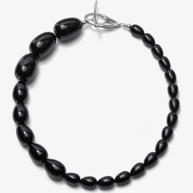Water Drop Black Agate Beaded Choker Necklace