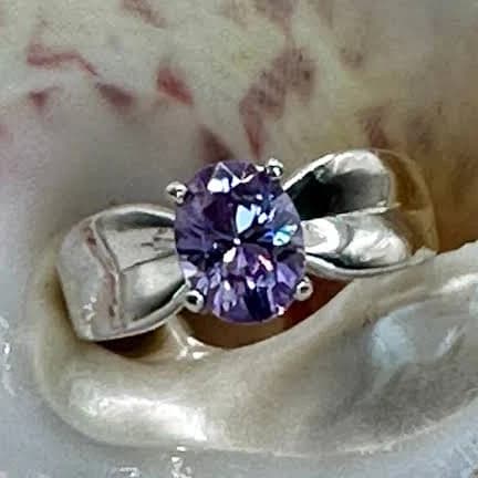 Sterling Silver Oval Sparkly Center Stone