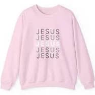 Adult Unisex - Jesus Crewneck Sweatshirt - XL / Light Pink