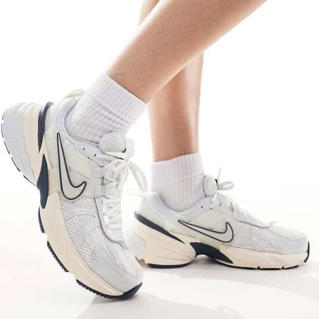 Nike V2K Run sneakers in white and navy