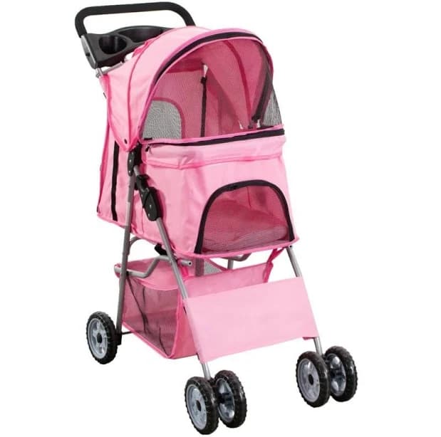 Vivo Four Wheel Pet Stroller / Cat & Dog Foldable Cart