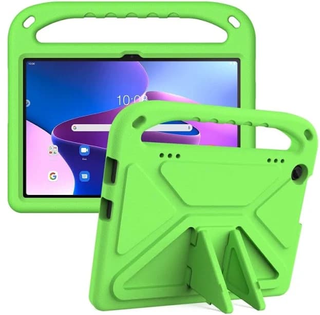 For Lenovo Tab M10 3rd Gen Handle EVA Shockproof Tablet Case with Holder(Green)