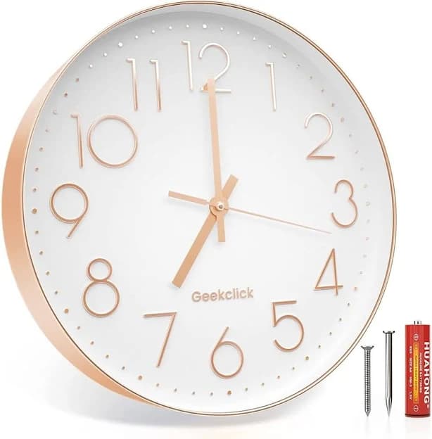 My Wall Clock Small Silent Gold and White Wall Clock