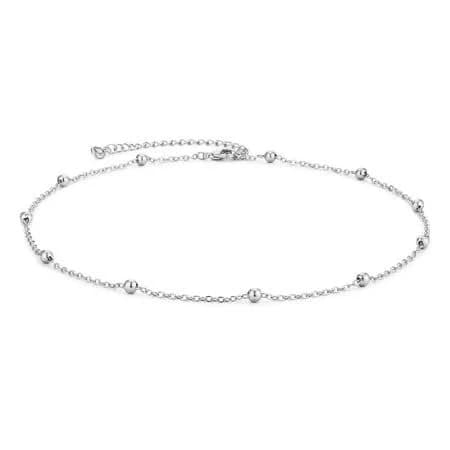 Mevecco 14K Gold Plated Tiny Delicate Bead Link Wave Chain Choker Necklace