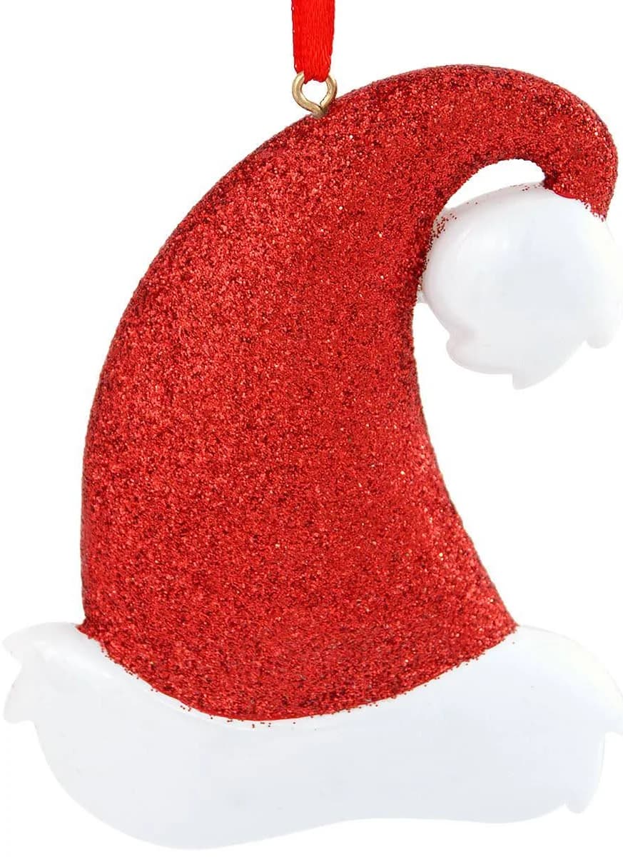Glitter Santa Hat Personalized Christmas Tree Ornament