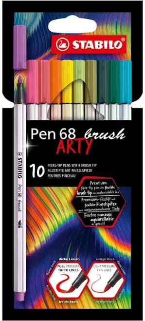 STABILO Pen 68 Brush ARTY 10-Color Marker Set