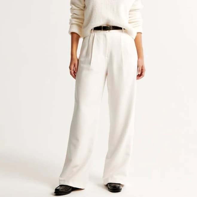 Women's Abercrombie & Fitch Curve Love A&F Sloane Tailored Wide Leg Pant