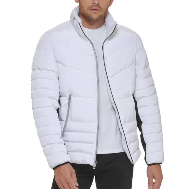 Kenneth Cole Men's Faux Memory Puffer Coat