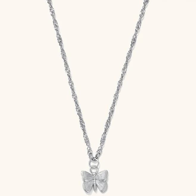 Dainty Butterfly Silver Necklace