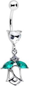 Body Candy 14G Steel Dangle Belly Button Ring with Clear CZ