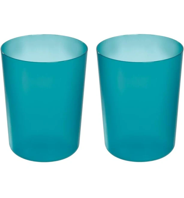 iDesign Small Round Plastic Bathroom Trash Can (Set of 2)
