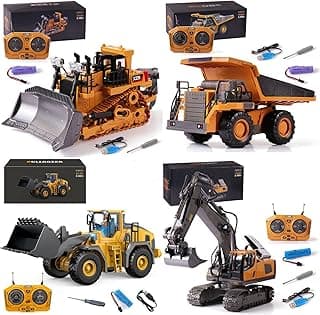Mudsterz - Mudsterz Construction RC Set of 4 | 2.4GHz RC Construction Vehicles, 360° Rotation Excavator, Cool Lights Real Sounds, Die-Cast Alloy Part | Command the Site, Conquer the Dirt (A1+B1+C1+D1)
