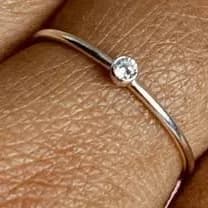 Tiny Solitaire Sterling Silver Cubic Zirconia Ring