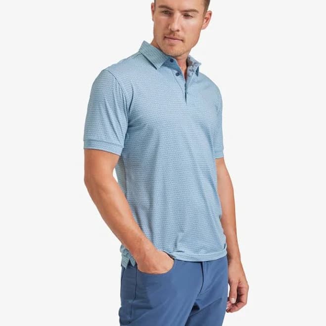 Versa Aqua Circle Print Polo