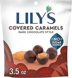 Dark Chocolate Style No Sugar Added, Covered Caramels Bag, 3.5 oz