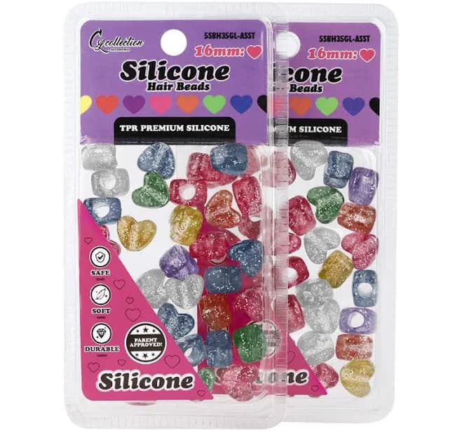 70 Pcs Heart Shaped Silicone Hair Beads