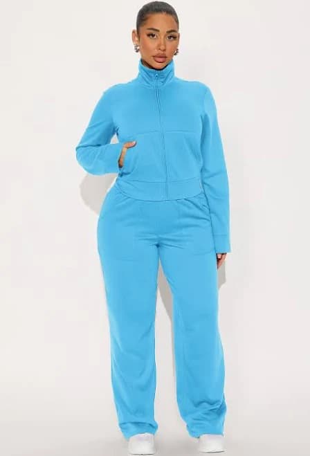 Fashion Nova Blake Zip Up Fleece Pant Set