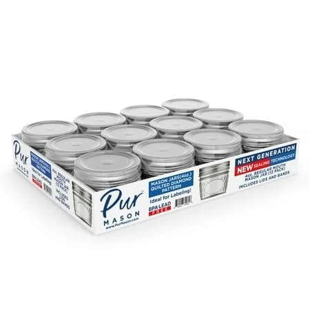 Pur Mason Regular Mouth Quilted Diamond Pattern Glass Jars