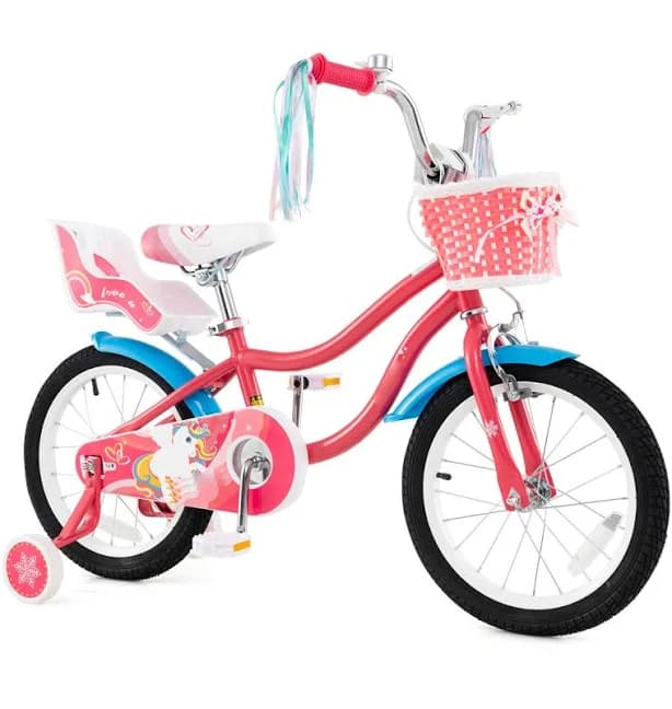 Girls Bike with Doll Seat and Training Wheels