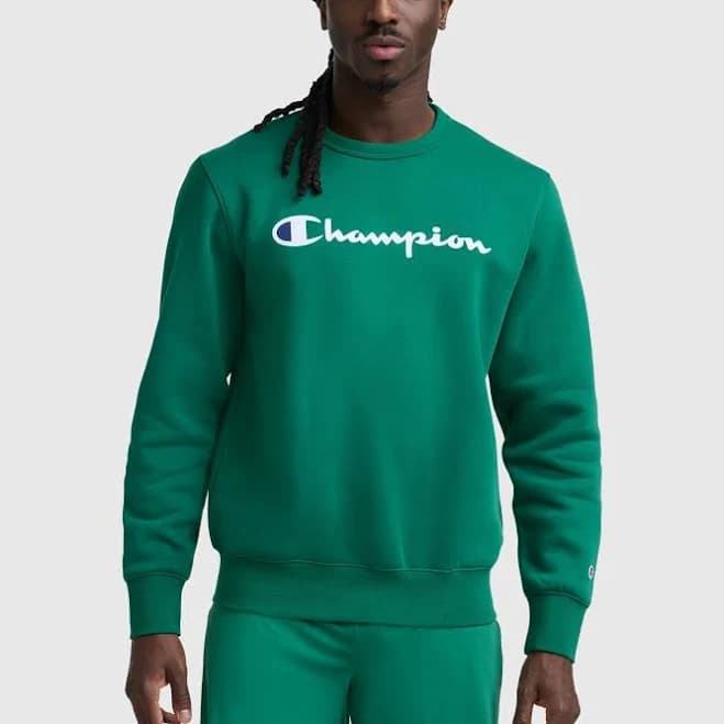 Champion Men's Powerblend Crewneck Sweatshirt with Script Logo