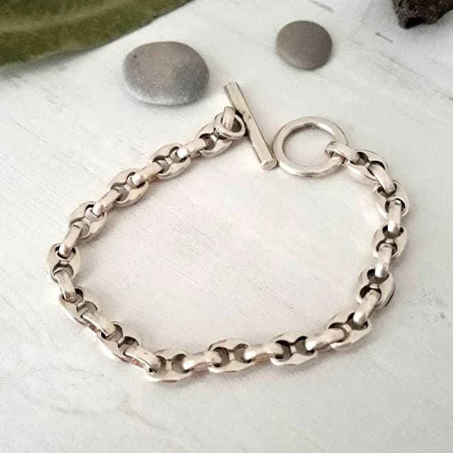 Toggle Clasp Silver Chain Bracelet