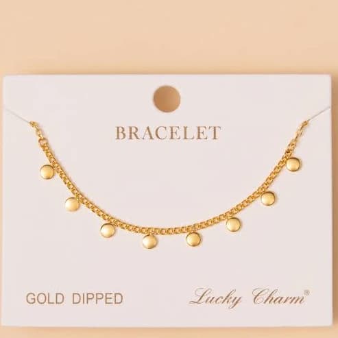 Luna Polished Charm Disc Chain Bracelet in White Gold