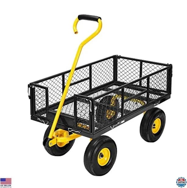 Heavy Duty 880 Lbs Capacity Steel Folding Garden Cart with Removable Sides & Wheels | Gardening | Steel