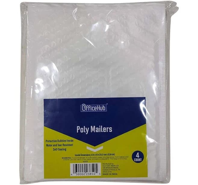 Office Hub Poly Mailers 6 in X 9 in - 4 ct