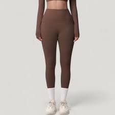 Anna-Kaci Active Women's High Waist Full Length Leggings with Side Pockets and Wide Waistband - X Large, Brown : Target