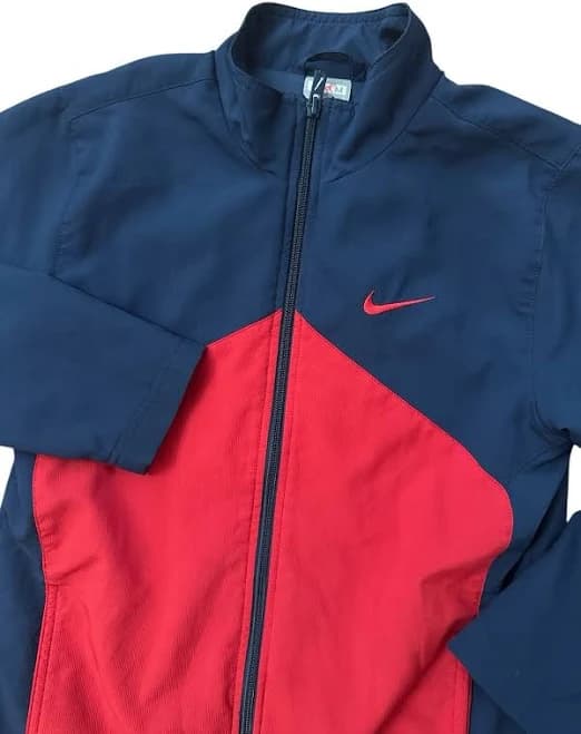 Nike Youth Boys Zip Up Jacket Y2k Size Medium 10-12 Navy Blue & Red