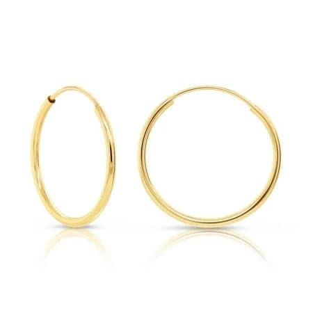 14K Yellow Gold Endless Hoop Earrings