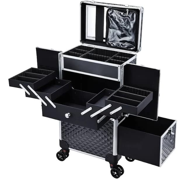 Professional Makeup Artist Rolling Train Case – Multi-functional