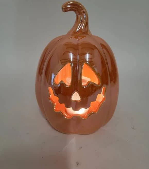 7" Illuminated Ceramic Jack-o-lantern Orange By Valerie