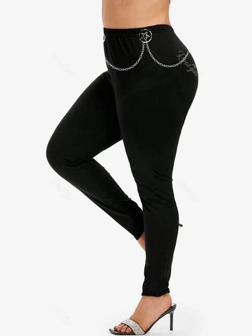 Rosegal Gothic 3D Chain Print Mid Waisted Leggings