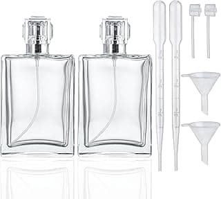 YU FENG Glass Perfume Bottles Empty Spray Refillable Atomizer 2 Pack 100ml/3.4oz（Square）