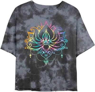 Juniors' Tie Dye Lotus Flower Cropped Graphic Tee