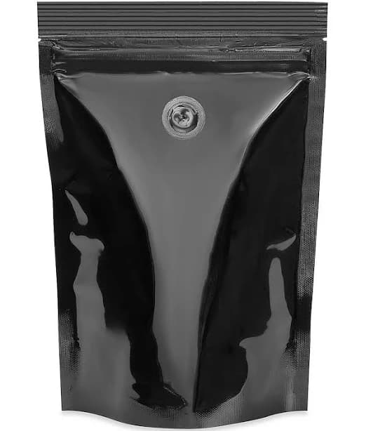 ULINE Stand-Up Coffee Pouches 6x9x3" Glossy Black (Carton of 500