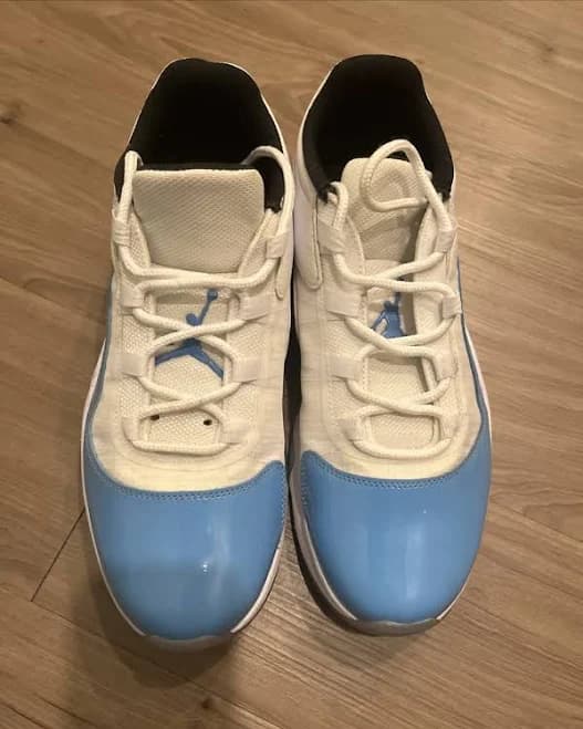 Size 11- Air Jordan 11 Low Unc White/blue